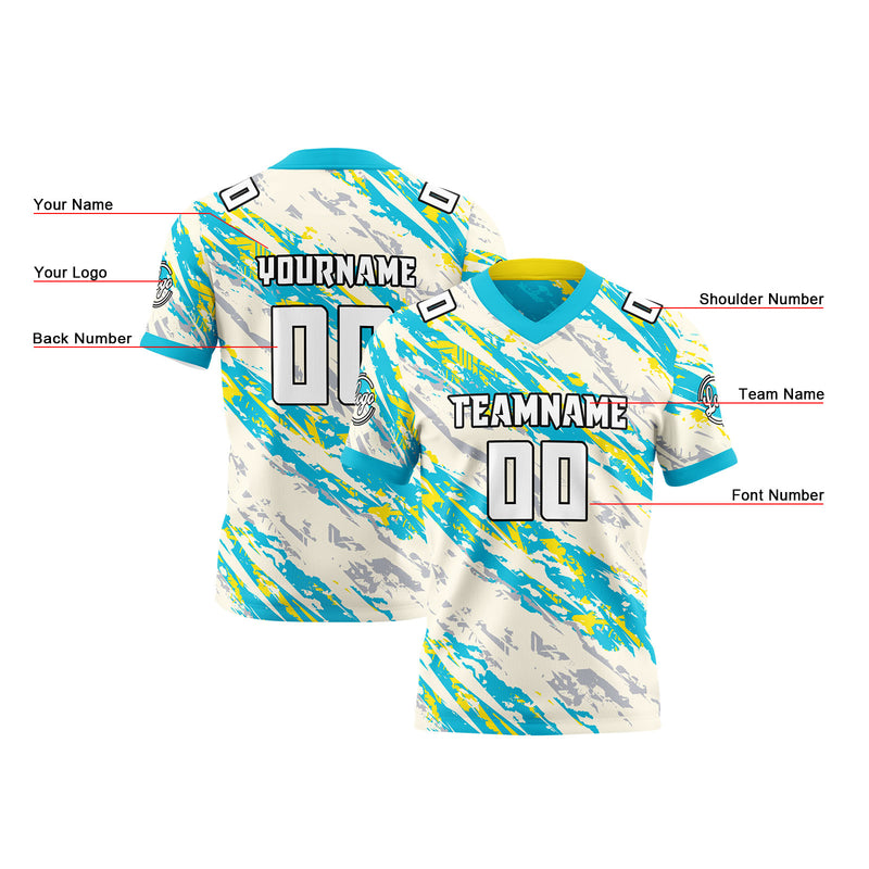 Custom Blue Yellow Reversible Gradient Football Jersey Personalized Football Shirts for Men Women  Printed Team Name Number Logo