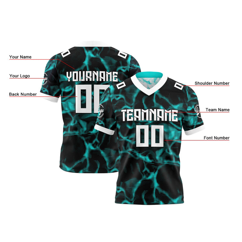 Custom Tiffany Blue Reversible Gradient Football Jersey Personalized Football Shirts for Men Women  Printed Team Name Number Logo