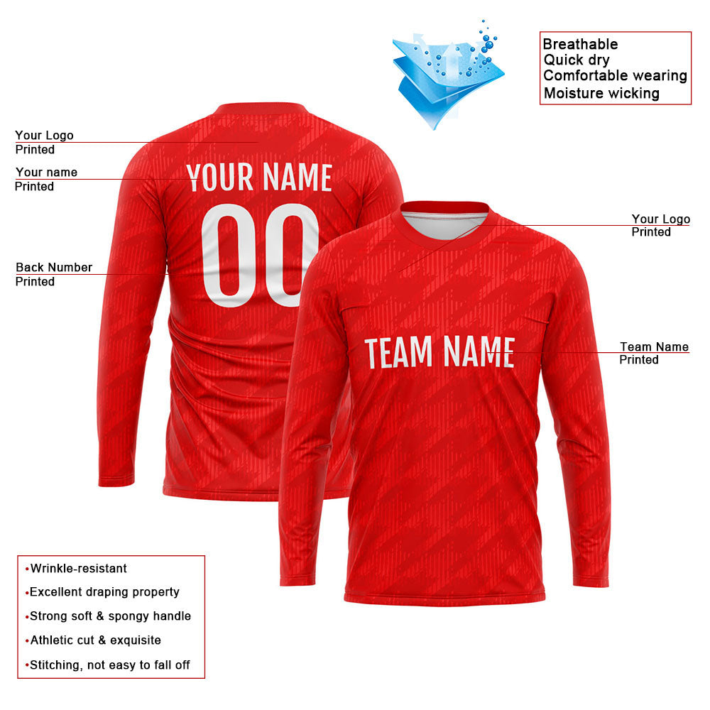Custom Basketball Soccer Football Shooting Long T-Shirt for Adults and Kids Red enthsush