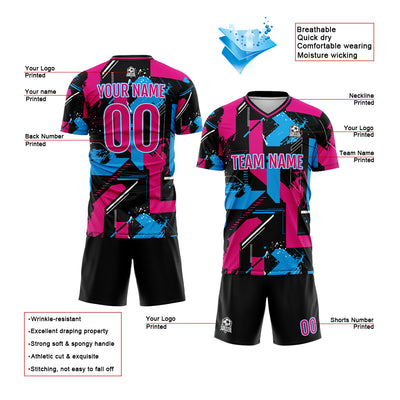 Custom Pink Light Blue Soccer Jerseys for Men Women Personalized Soccer Uniforms for Adult and Kid enthsush