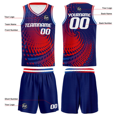 Custom Navy Red Basketball Jersey Uniform Suit Printed Your Logo Name Number enthsush