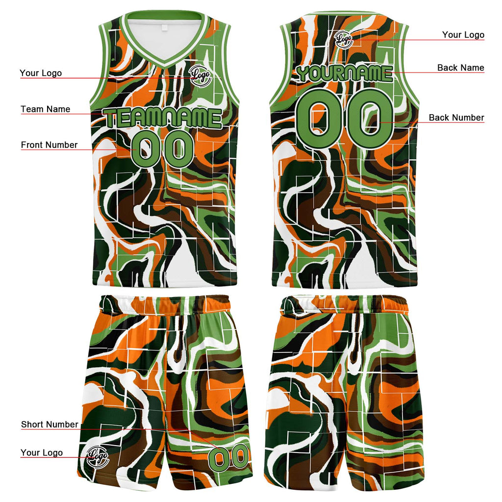 Custom Green Orange Basketball Jersey Uniform Suit Printed Your Logo Name Number enthsush