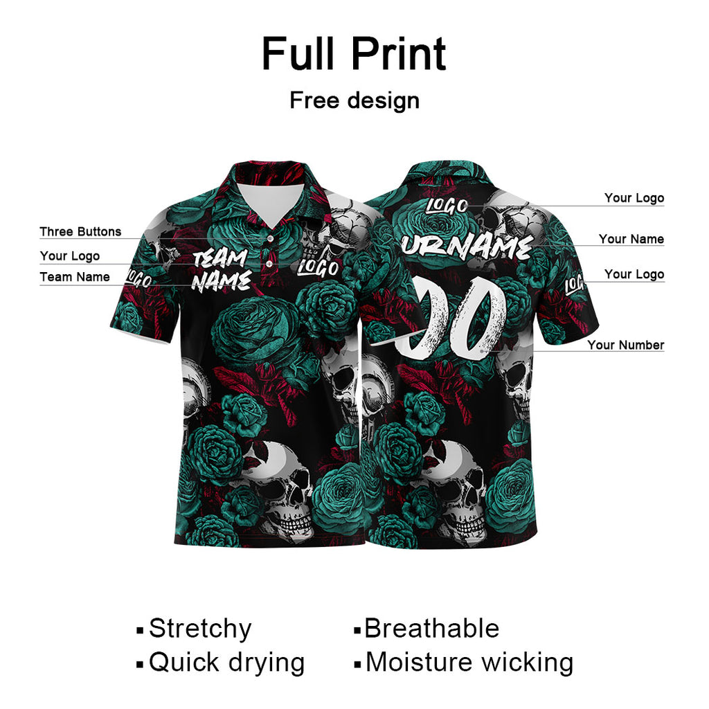 Custom Football Polo Shirts  Add Your Unique Logo/Name/Number Green enthsush