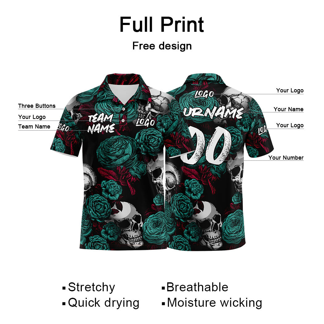 Custom Football Polo Shirts  Add Your Unique Logo/Name/Number Green enthsush