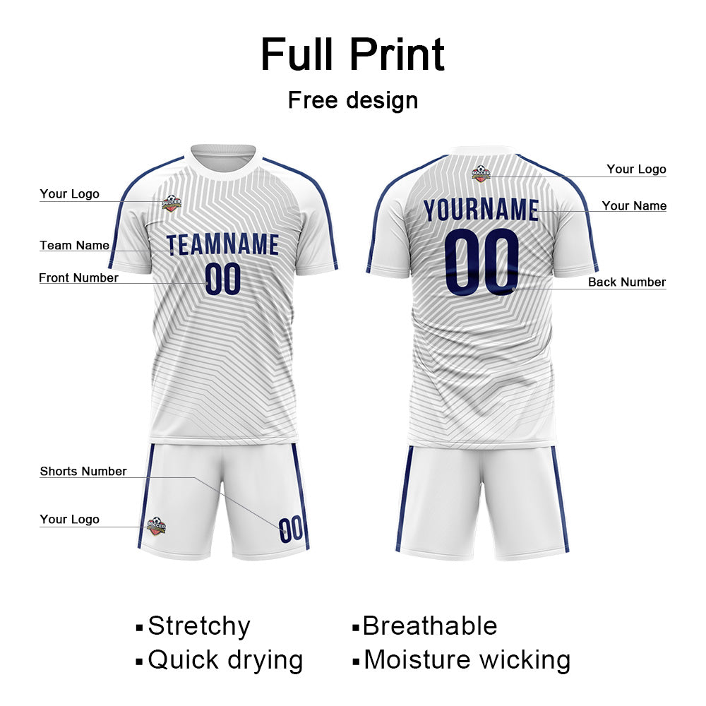 Custom Soccer Jerseys for Men Women Personalized Soccer Uniforms for Adult and Kid White-Gray enthsush