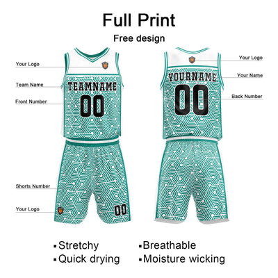 Custom White Teal Basketball Jersey Uniform Suit Printed Your Logo Name Number enthsush