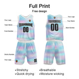 Custom Basketball Jersey Uniform Suit Printed Your Logo Name Number Cyan