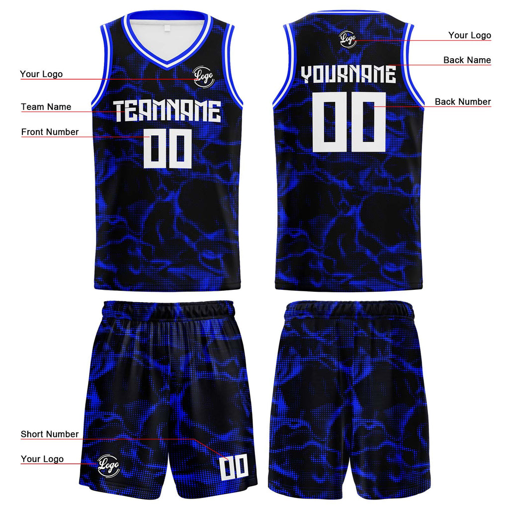 Custom Navy Royal Basketball Jersey Uniform Suit Printed Your Logo Name Number enthsush