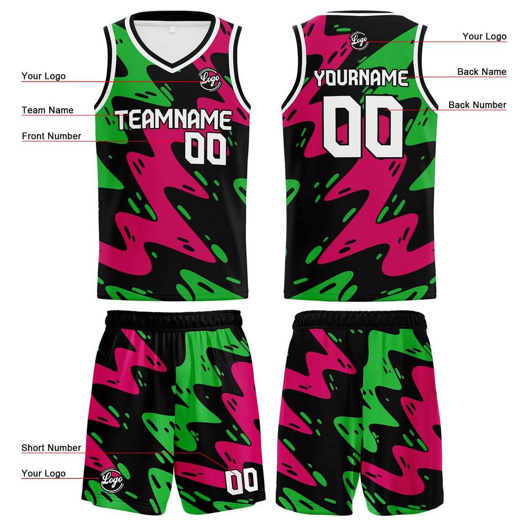 Custom Black Rose Green Basketball Jersey Uniform Suit Printed Your Logo Name Number enthsush