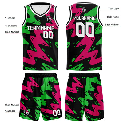 Custom Black Rose Green Basketball Jersey Uniform Suit Printed Your Logo Name Number enthsush