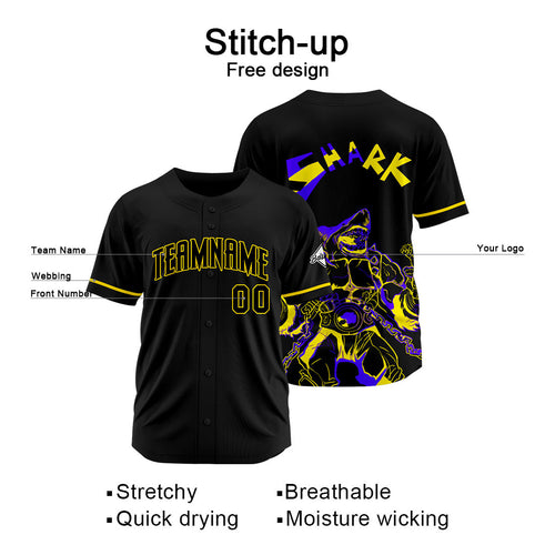 Custom Baseball Uniforms High-Quality for Adult Kids Optimized for Performance Shark-Black&Yellow enthsush