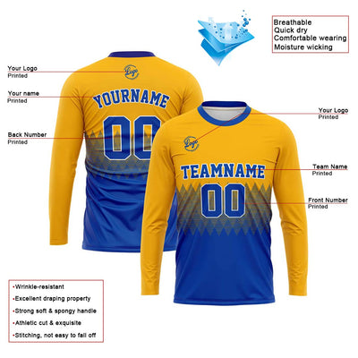 Custom Basketball Soccer Football Shooting Long T-Shirt for Adults and Kids Yellow&Royal enthsush