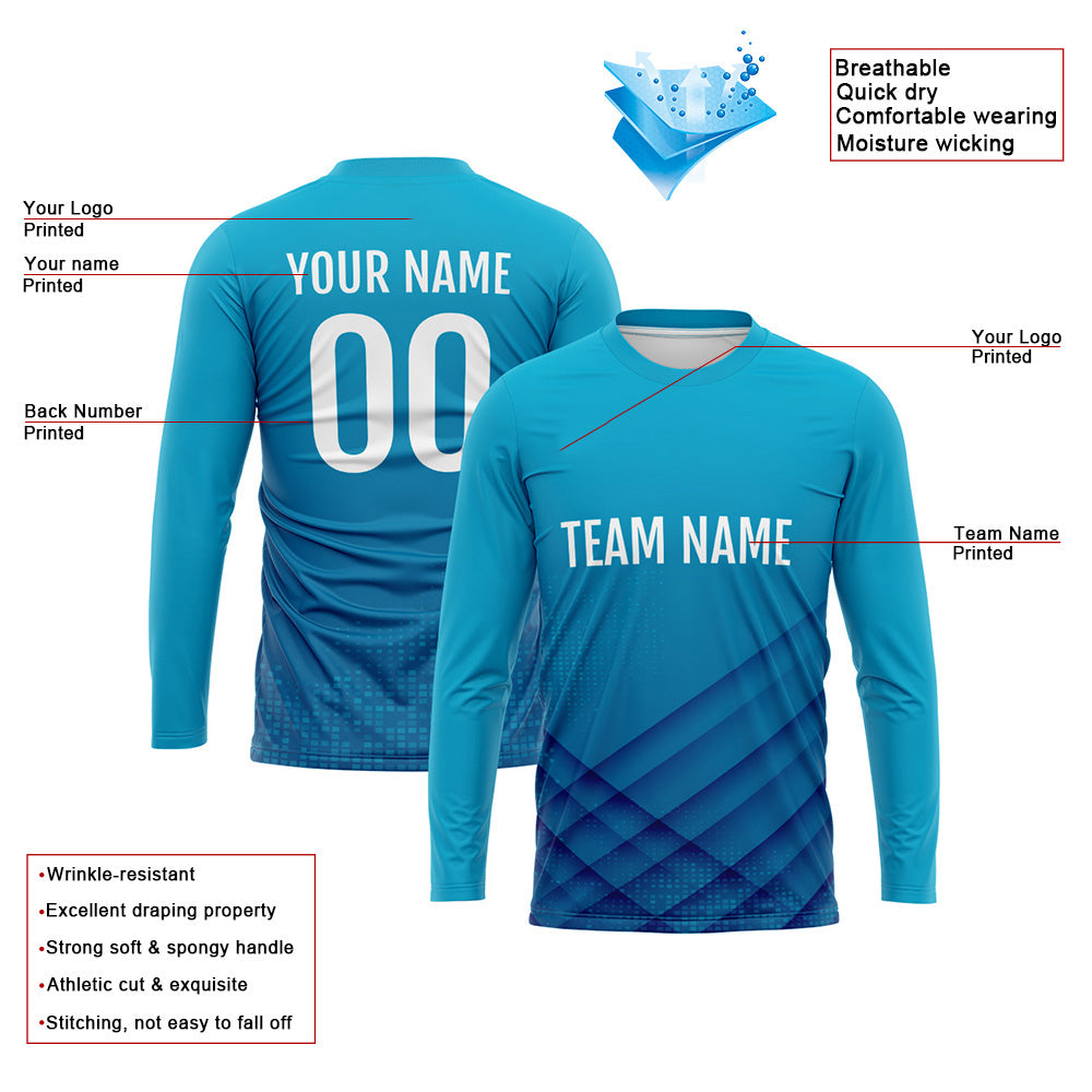 Custom Basketball Soccer Football Shooting Long T-Shirt for Adults and Kids Blue enthsush