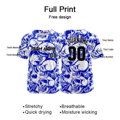 Custom Baseball Jersey Personalized Baseball Shirt for Men Women Kids Youth Teams Stitched and Print Royal&White enthsush