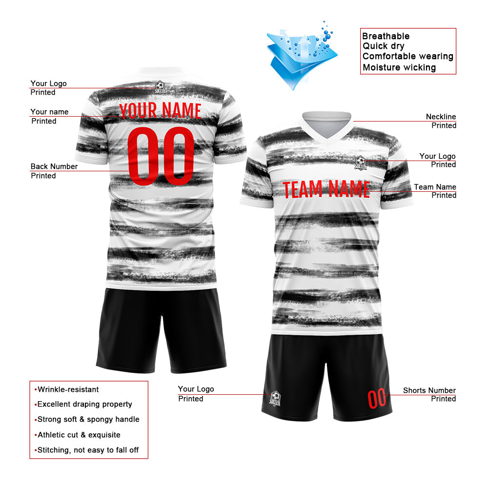 Custom Soccer Jerseys for Men Women Personalized Soccer Uniforms for Adult and Kid Black-White enthsush
