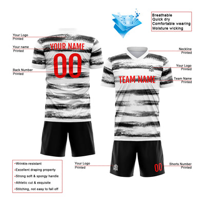 Custom Soccer Jerseys for Men Women Personalized Soccer Uniforms for Adult and Kid Black-White enthsush