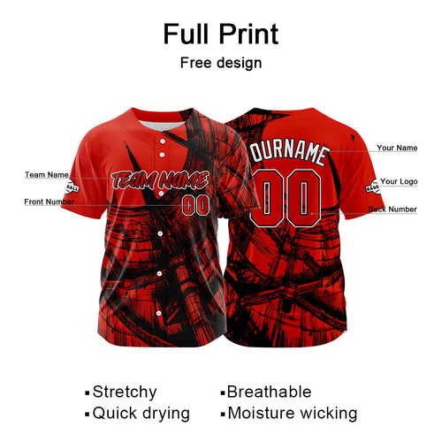 Custom Baseball Uniforms High-Quality for Adult Kids Optimized for Performance Staircase-Red enthsush
