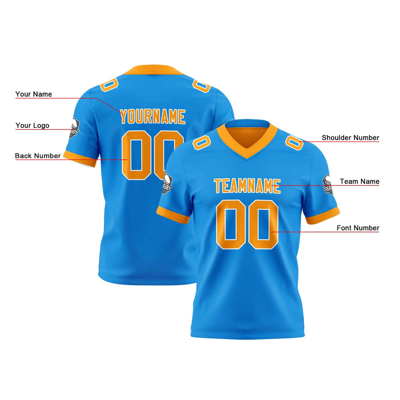 Custom Blue Orange Reversible Gradient Football Jersey Personalized Football Shirts for Men Women  Printed Team Name Number Logo
