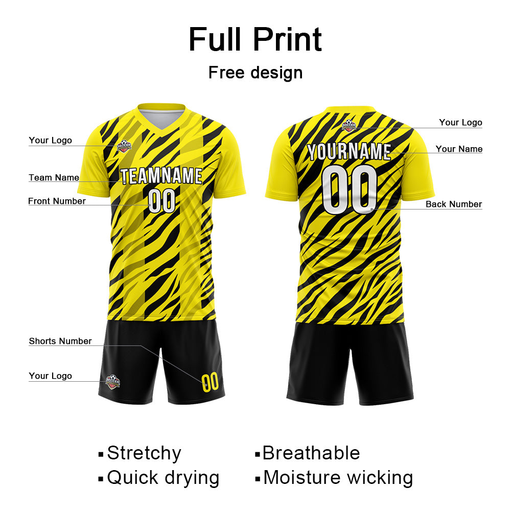 Custom Soccer Jerseys for Men Women Personalized Soccer Uniforms for Adult and Kid Yellow-Black enthsush