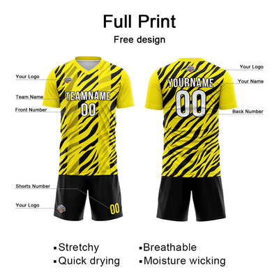 Custom Soccer Jerseys for Men Women Personalized Soccer Uniforms for Adult and Kid Yellow-Black enthsush