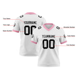 Custom White Pink Football Jersey Personalized Football Shirts for Men Women  Printed Team Name Number Logo