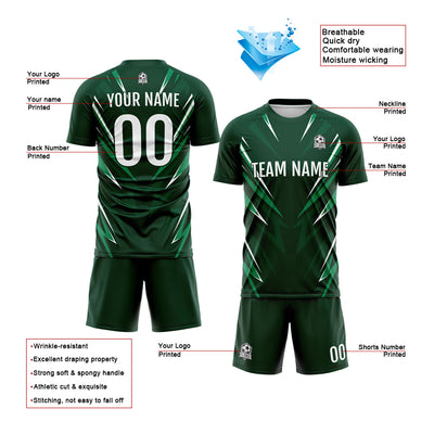 Custom Drak Green Soccer Jerseys for Men Women Personalized Soccer Uniforms for Adult and Kid enthsush