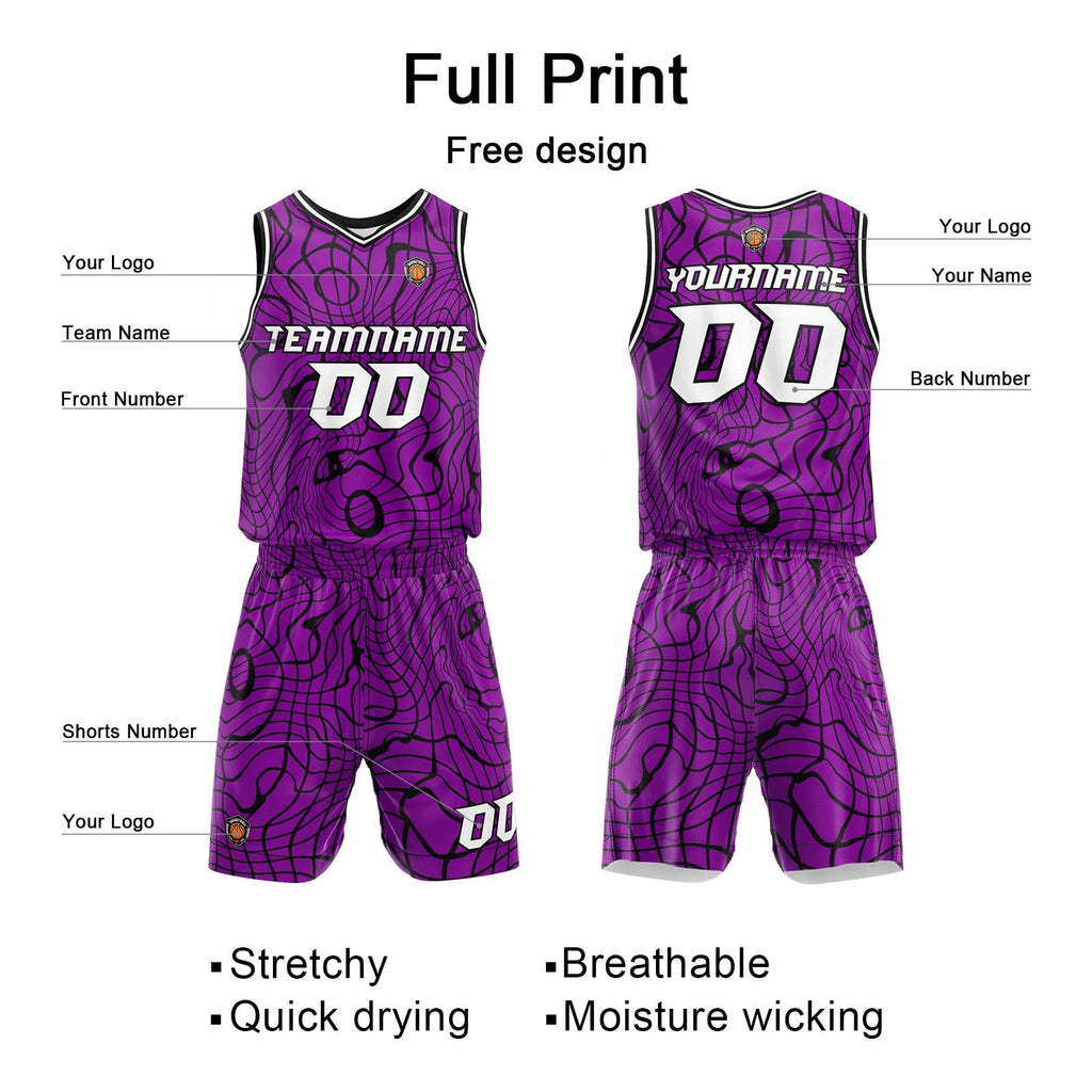 Custom Purple Basketball Jersey Uniform Suit Printed Your Logo Name Number enthsush