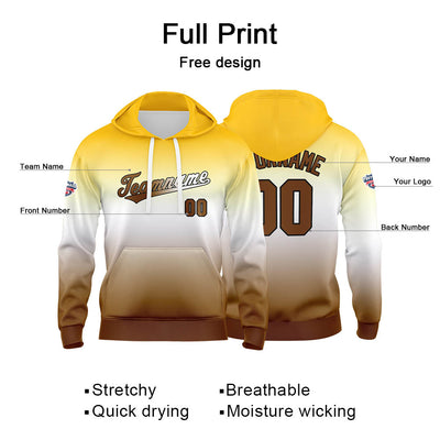 Custom Gradient Hoodie For Man Woman Girl Boy Print Your Logo Name Number Yellow White enthsush