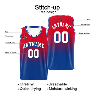 Custom Basketball Jersey Personalized Stitched Team Name Number Logo Royal&Red enthsush