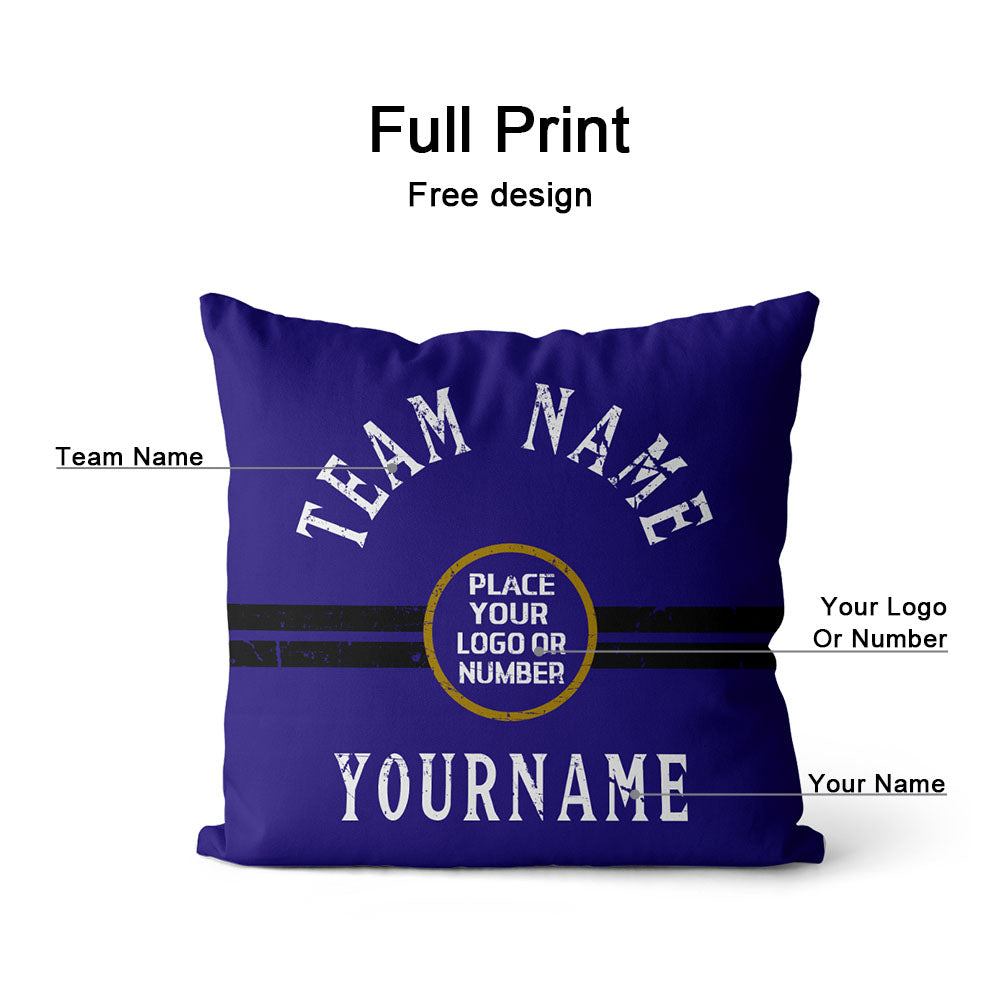 Custom Football Throw Pillow for Men Women Boy Gift Printed Your Personalized Name Number Blue & Black & White enthsush