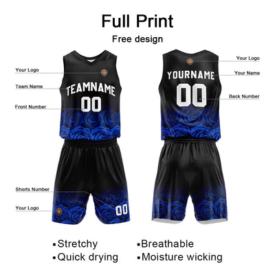 Custom Rose Royal Reversible Basketball Suit for Adults and Kids Personalized Jersey enthsush
