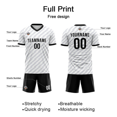 Custom Soccer Jerseys for Men Women Personalized Soccer Uniforms for Adult and Kid White-Black enthsush