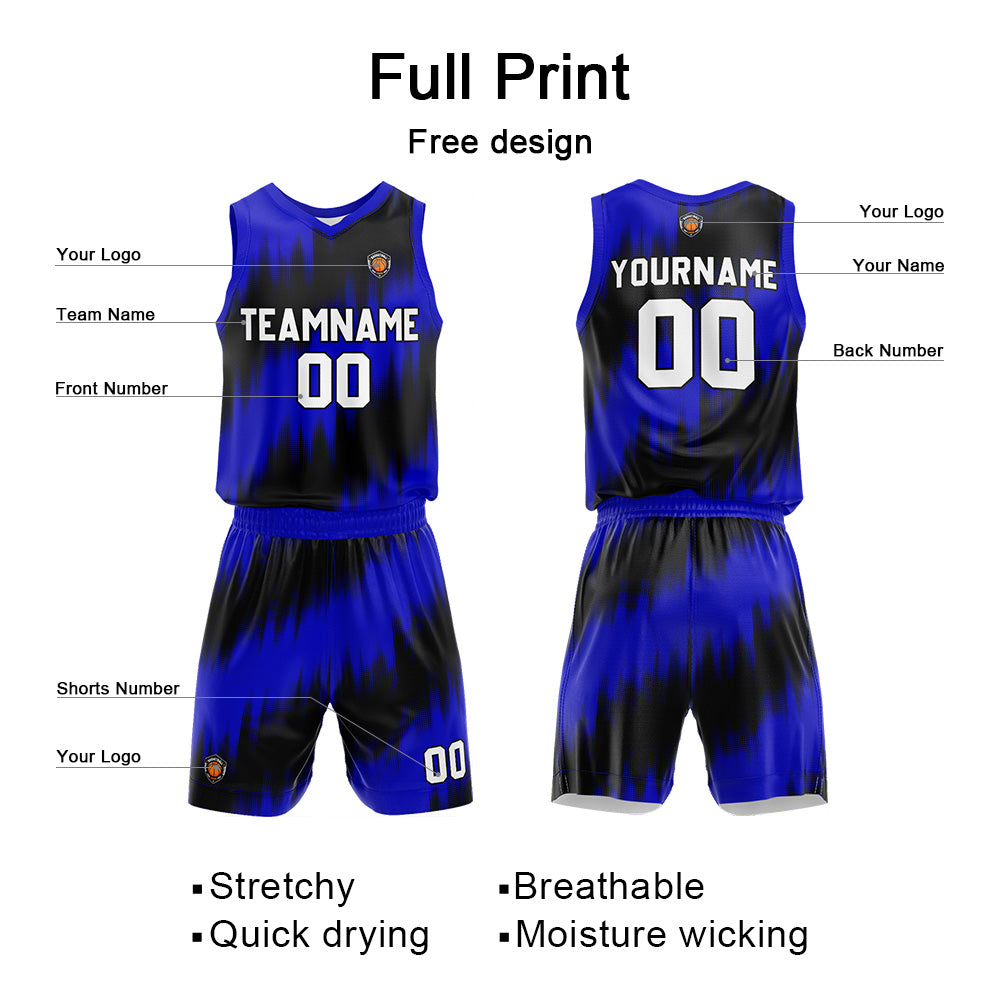 Custom Royal Reversible Basketball Suit for Adults and Kids Personalized Jersey enthsush