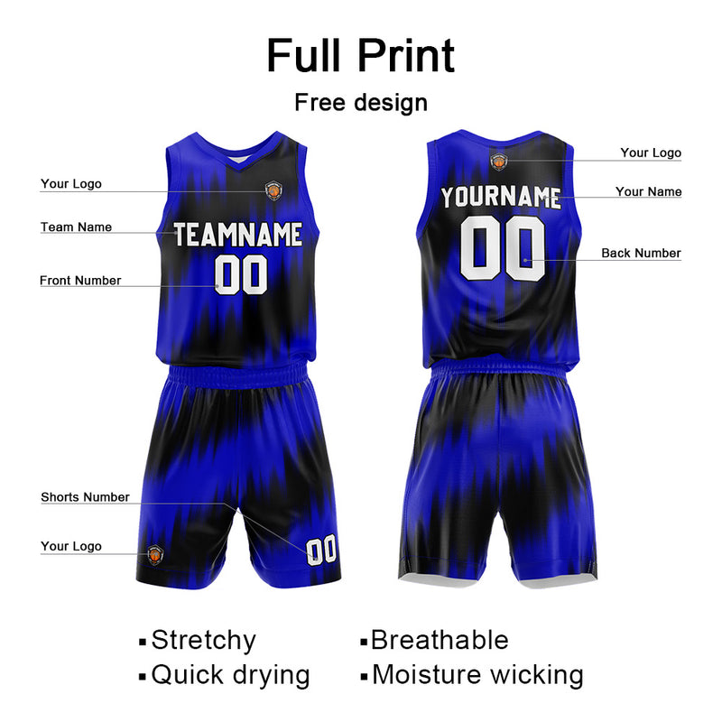 Custom Royal Reversible Basketball Suit for Adults and Kids Personalized Jersey