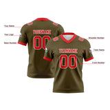 Custom Brown Red Football Jersey Personalized Football Shirts for Men Women  Printed Team Name Number Logo