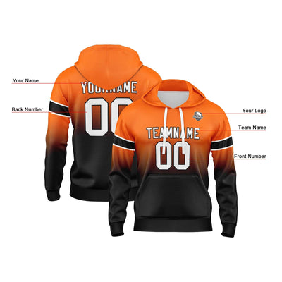 Custom Gradient Sweatshirt Hoodie For Man Woman Girl Boy Print Your Logo Name Number Orange&Black enthsush