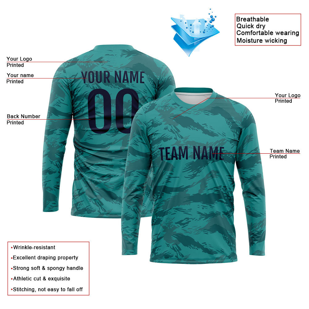 Custom Basketball Soccer Football Shooting Long T-Shirt for Adults and Kids Camouflage Green enthsush