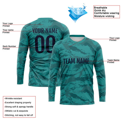Custom Basketball Soccer Football Shooting Long T-Shirt for Adults and Kids Camouflage Green enthsush