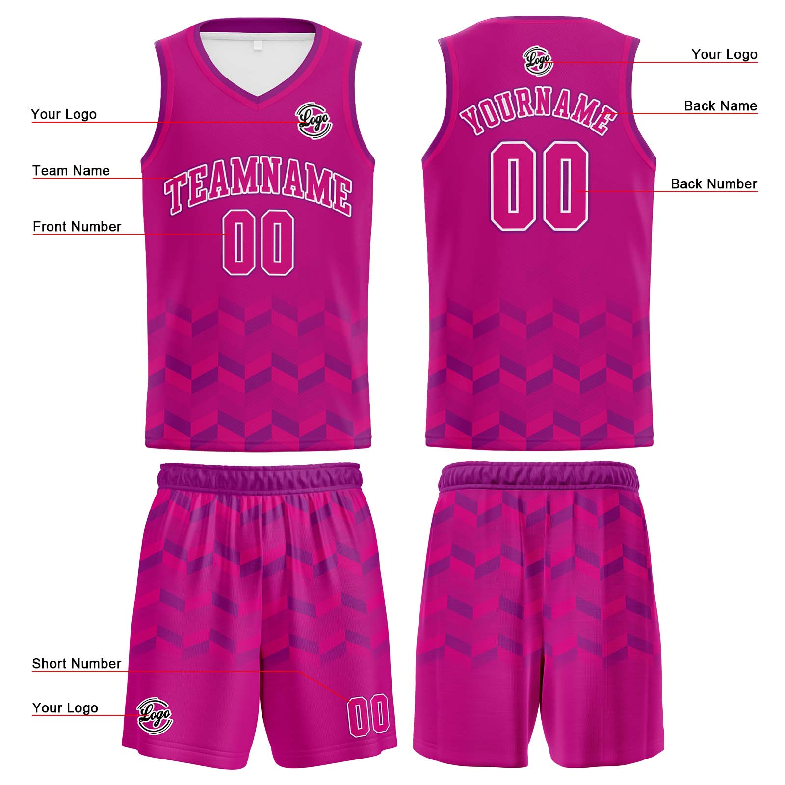 Custom Dark Pink Basketball Jersey Uniform Suit Printed Your Logo Name Number enthsush
