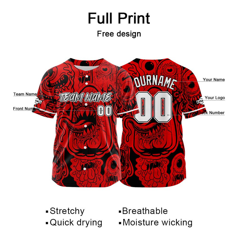 Custom Baseball Uniforms High-Quality for Adult Kids Optimized for Performance Monster-Red
