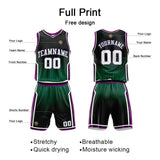 Custom Basketball Jersey Uniform Suit Printed Your Logo Name Number Black-Green-Purple