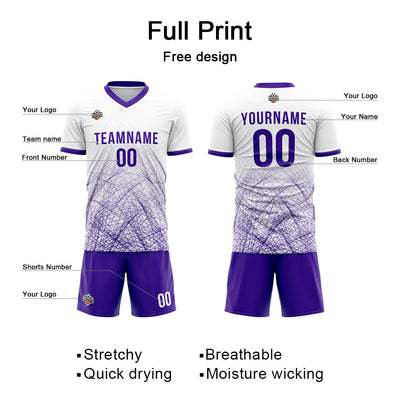 Custom Soccer Jerseys for Men Women Personalized Soccer Uniforms for Adult and Kid White-Purple enthsush