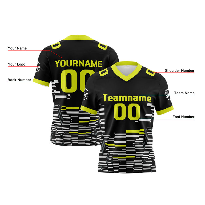 Custom Black White Green Reversible Gradient Football Jersey Personalized Football Shirts for Men Women  Printed Team Name Number Logo