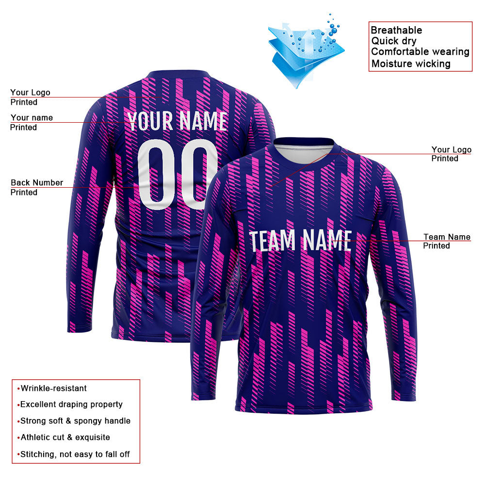 Custom Basketball Soccer Football Shooting Long T-Shirt for Adults and Kids Navy enthsush