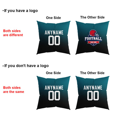 Custom Football Throw Pillow for Men Women Boy Gift Printed Your Personalized Name Number Teal&Black&White enthsush