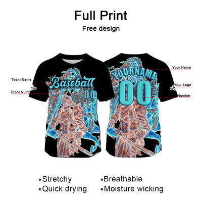 Custom Black Jersey Personalized Baseball Shirt for Men Women Kids Youth enthsush