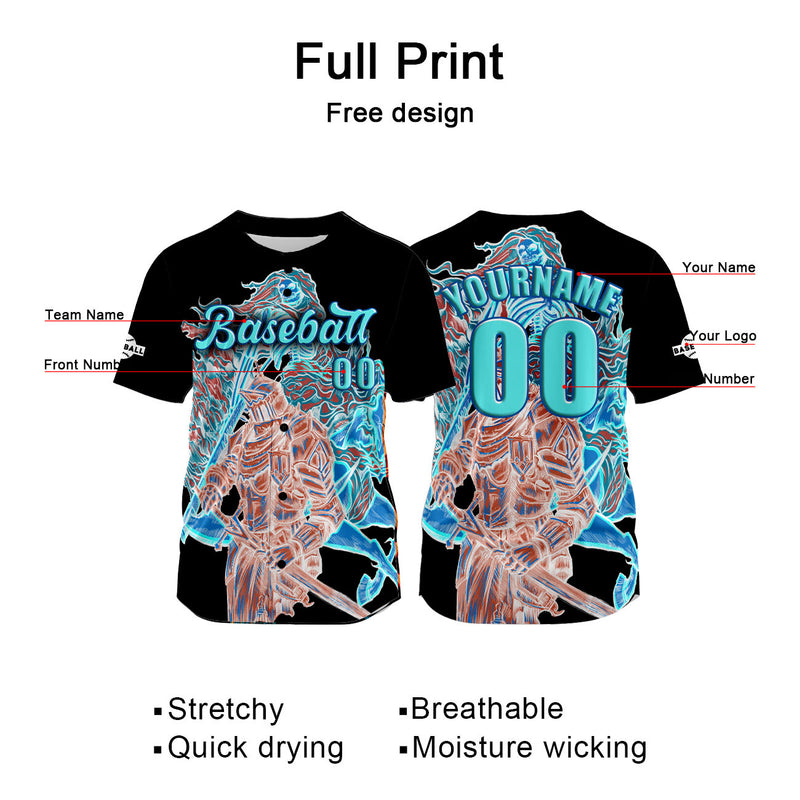 Custom Black Jersey Personalized Baseball Shirt for Men Women Kids Youth