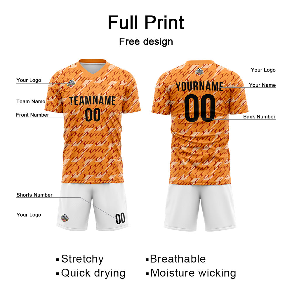 Custom Soccer Jerseys for Men Women Personalized Soccer Uniforms for Adult and Kid Orange-White enthsush