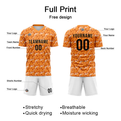 Custom Soccer Jerseys for Men Women Personalized Soccer Uniforms for Adult and Kid Orange-White enthsush