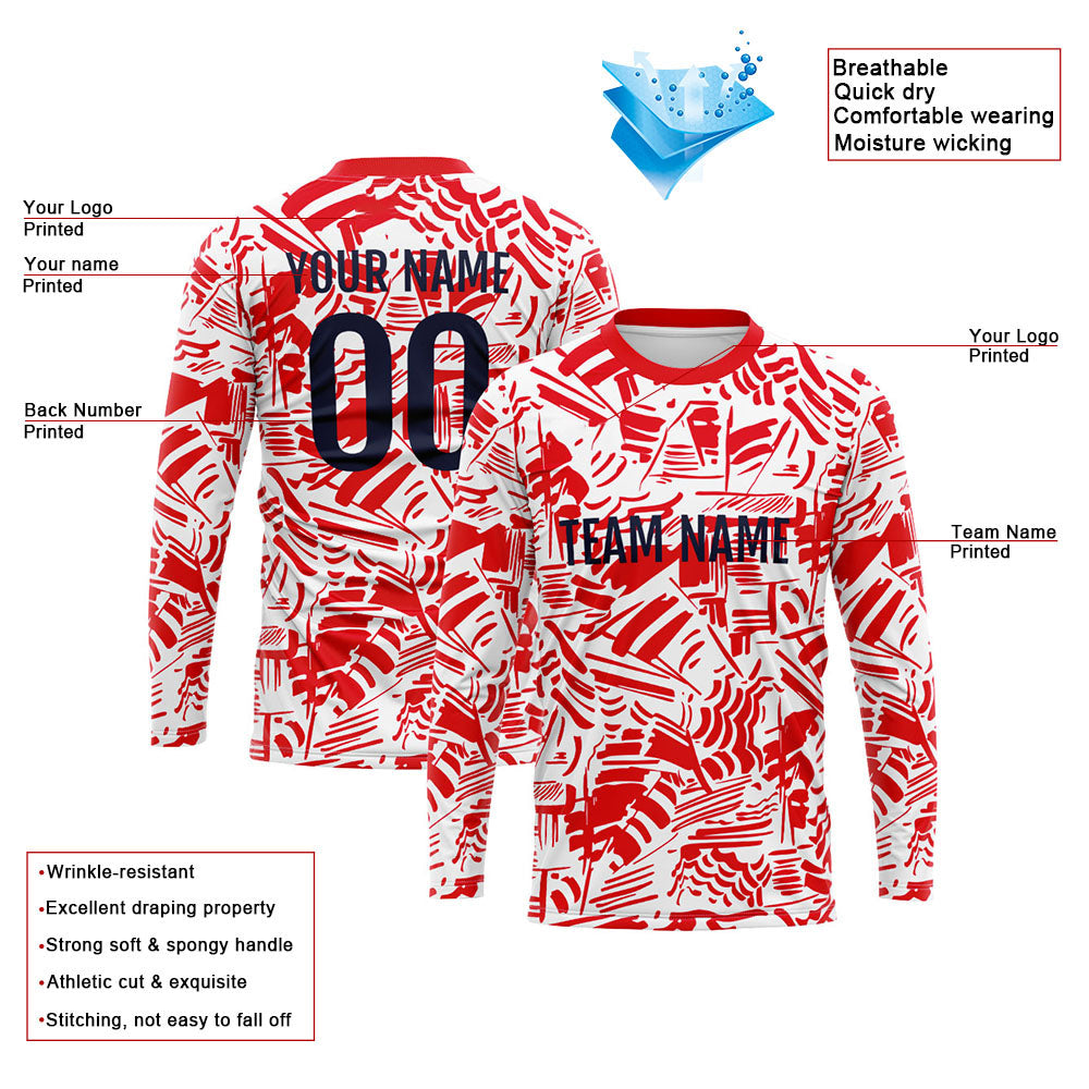 Custom Basketball Soccer Football Shooting Long T-Shirt for Adults and Kids Red enthsush